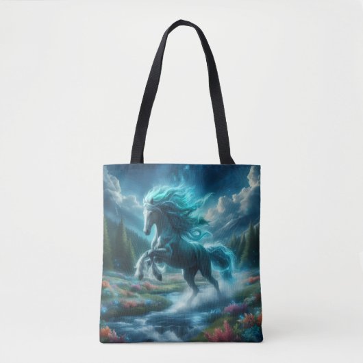 Tote Bag Teal Running Free Horse (Devant)