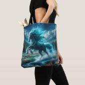 Tote Bag Teal Running Free Horse (De près)