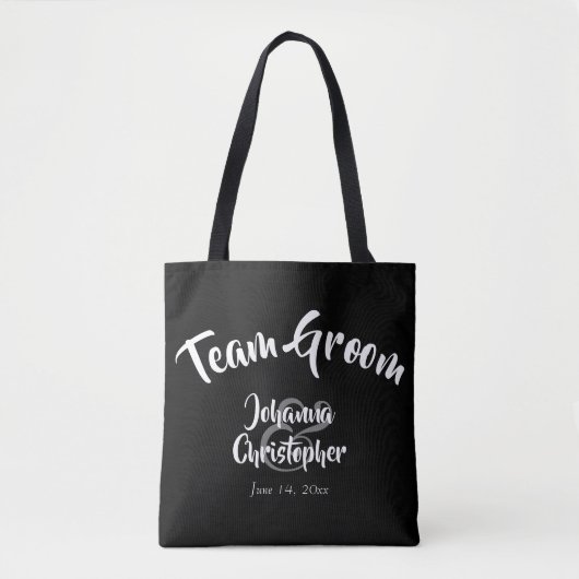 Tote Bag Team Groom Bold Calligraphy Mariage noir (Devant)