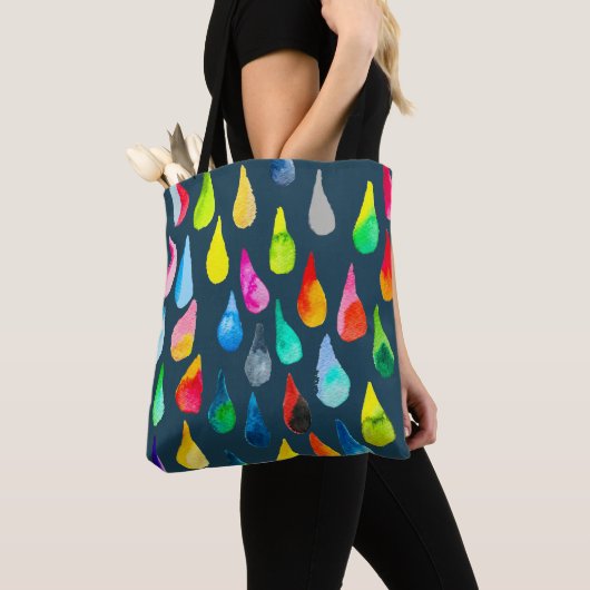 Tote Bag Teardrops watercolor colorful whimsical (De près)