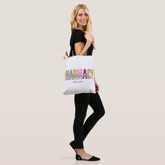 Tote Bag Technicien en pharmacie personnalisé Gras Arc-en-c (Sur le modèle)