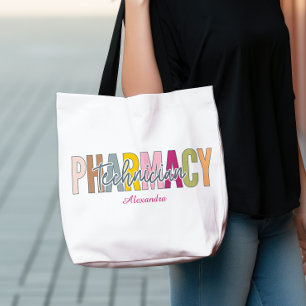 Tote Bag Technicien en pharmacie personnalisé Gras Arc-en-c