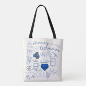 Tote Bag Technicien en pharmacie sur mesure Blue Doodline A (Dos)