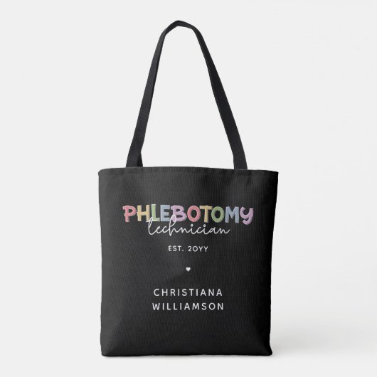 Tote Bag Technicien en pharmacie sur mesure PBT Phlebotomie (Dos)