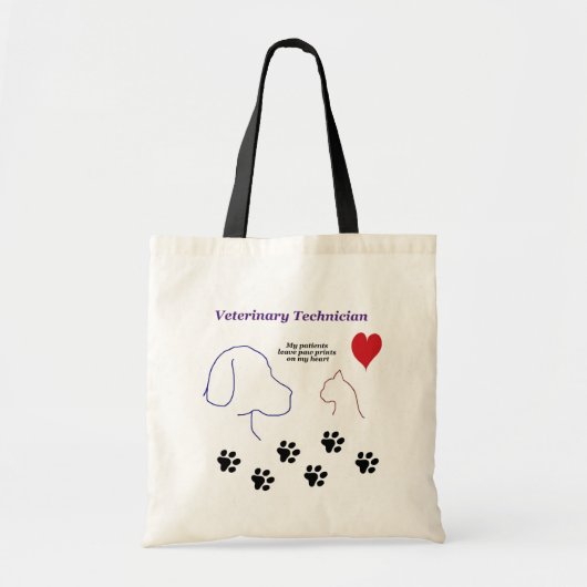 Tote Bag Technicien vétérinaire - empreintes de pattes sur (Devant)
