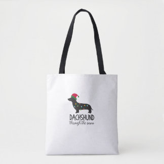 Tote Bag Teckel par la neige Fourre-tout, Noël