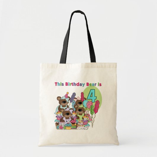 Tote Bag Teddy Bear Party 4th Birthday Tshirts et cadeaux (Devant)