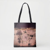 Tote Bag Tee de teinture rose pâle OM Lotus (Devant)