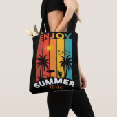 Tote Bag Tee rétro de plage Profitez de l'été (De près)