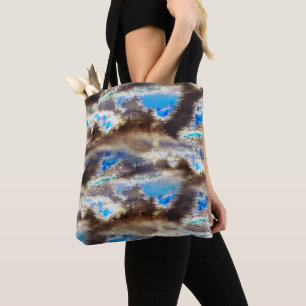Tote Bag Teinte bleue et brune dans un bois brut
