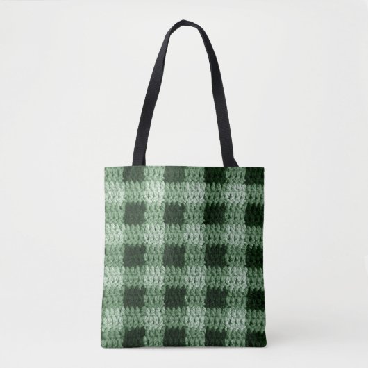 Tote Bag Teintes vertes En vichy Plaid Artisan Crochet Impr (Devant)