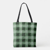 Tote Bag Teintes vertes En vichy Plaid Artisan Crochet Impr (Dos)