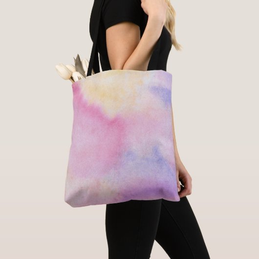 Tote Bag Teinture colorée bleu rose (De près)
