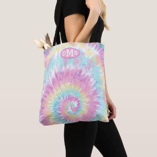 Tote Bag Teinture de noue bleu violet Monogramme Abstrait