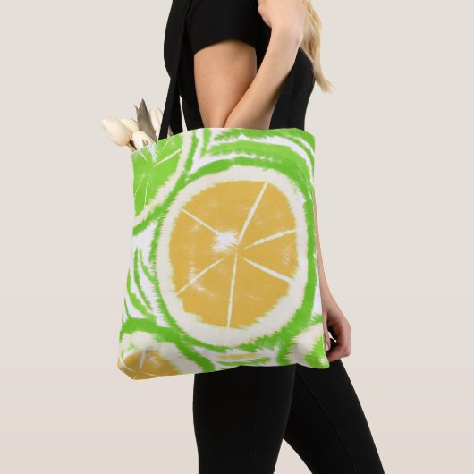 Tote Bag Teinture Tourbillon Abstrait Citron Vert (De près)