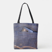 Tote Bag Téléphone de photo dans le monogramme bleu de (Dos)