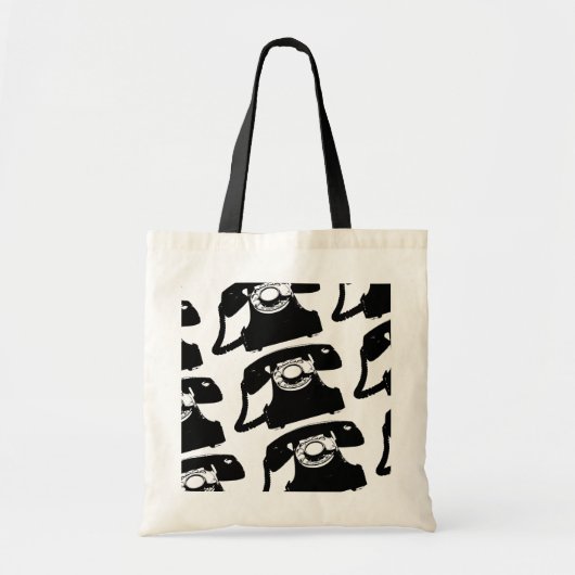 Tote Bag téléphone noir rétro (Devant)