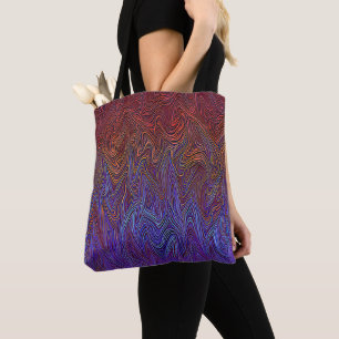 Tote Bag "Tempête neurale" Abstraite" Bleu rouge