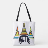 Tote Bag Temples thaïlandais et tuk tuks (Dos)