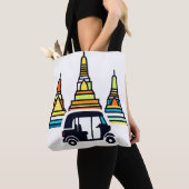 Tote Bag Temples thaïlandais et tuk tuks (De près)