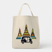 Tote Bag Temples thaïlandais et tuk tuks (Dos)
