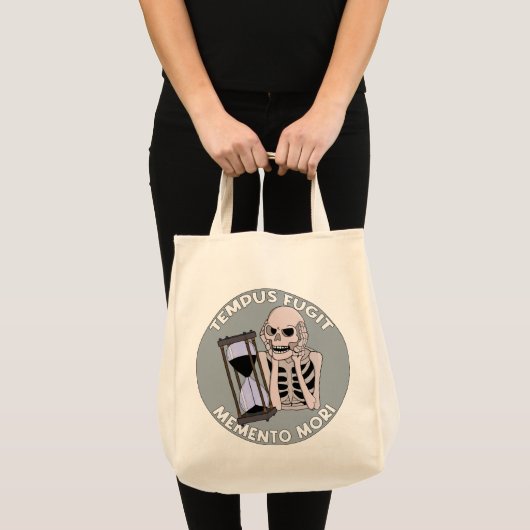 Tote Bag Tempus Fugit Skeleton Memento Mori Hourglass (Devant (produit))