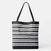 Tote Bag Tendance moderne Monogramme initial noir blanc ray (Dos)
