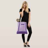 Tote Bag Tendance Personnalisée Grandes Tons Violet Et Blan (Sur le modèle)
