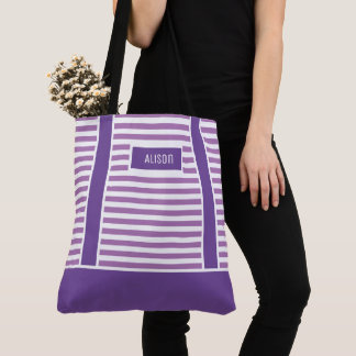 Tote Bag Tendance Personnalisée Grandes Tons Violet Et Blan