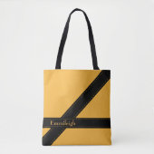 Tote Bag Tendance Personnalisée Mustard Jaune Bande Noire (Devant)