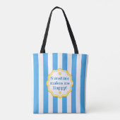 Tote Bag Tendance Sunshine Bleu & Blanc Large bande (Dos)