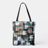 Tote Bag Tendance Turquoise Brown noir blanc plaid (Dos)