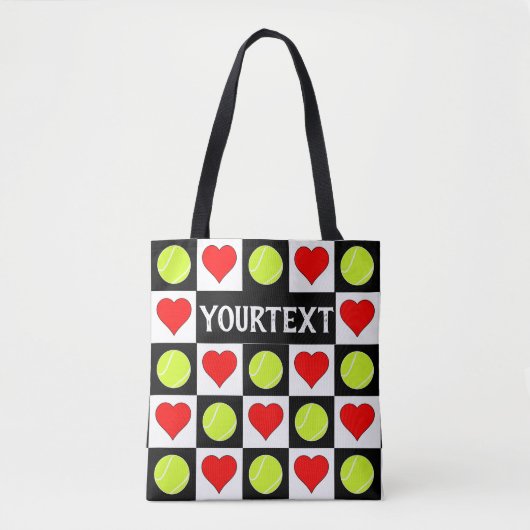 Tote Bag Tennis Balls & Coeurs Custom Tennis Team Sports (Devant)