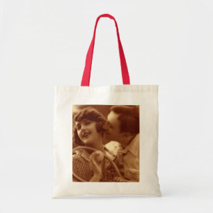 Tote Bag Tennis de sport vintage, amour et romance