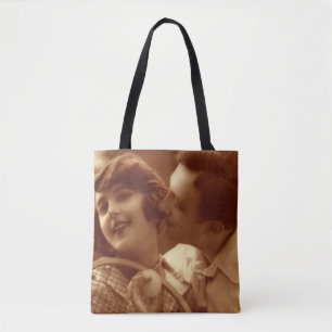 Tote Bag Tennis de sport vintage, Amour et Romance