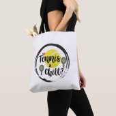 Tote Bag Tennis et boules et raquettes blanc (De près)