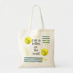 Tote Bag Tennis Life est meilleur sur la aquarelle de court