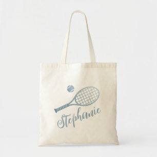 Tote Bag Tennis personnalisé Dusty Blue Nom du script