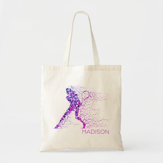 Tote Bag Tennis Pixels Rose Nom personnalisé (Devant)