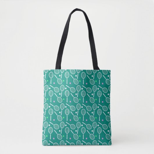 Tote Bag Tennis Racket Motif Retro Emerald Green (Devant)