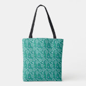 Tote Bag Tennis Racket Motif Retro Emerald Green (Dos)