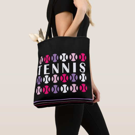 Tote Bag Tennis rose et 💜 violet 🎾 (De près)