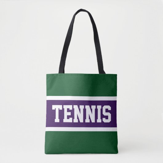 Tote Bag TENNIS Sporty Purple Green White Stripes Athlétism (Devant)