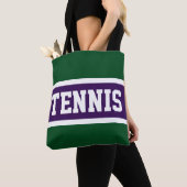 Tote Bag TENNIS Sporty Purple Green White Stripes Athlétism (De près)