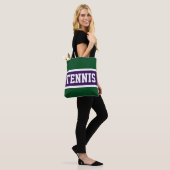Tote Bag TENNIS Sporty Purple Green White Stripes Athlétism (Sur le modèle)