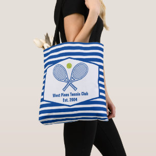Tote Bag Tennis sur mesure Country Club Bleu rayé