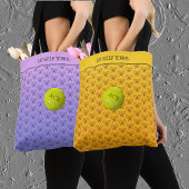Tote Bag Tennis texte personnalisé à motif orange jaune