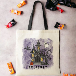 Tote Bag Tente Halloween Trick Traite Haunted House Purple