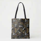 Tote Bag Termes et pièces d'échecs Argent et Or ID784 (Devant)