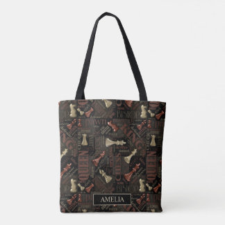 Tote Bag Termes et pièces d'échecs Cuivre et Or ID784
